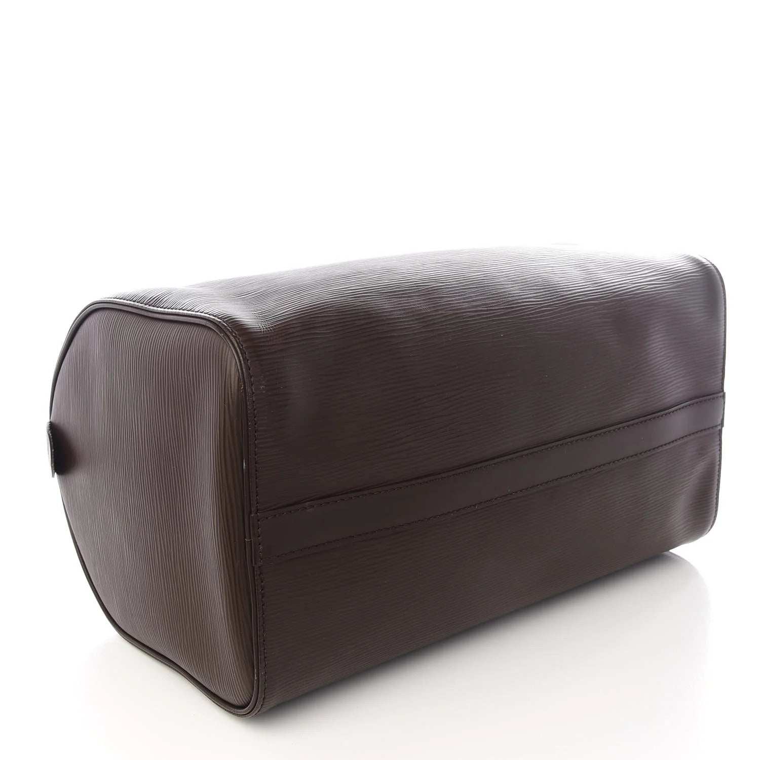 Brown leather toiletry bag on a white background