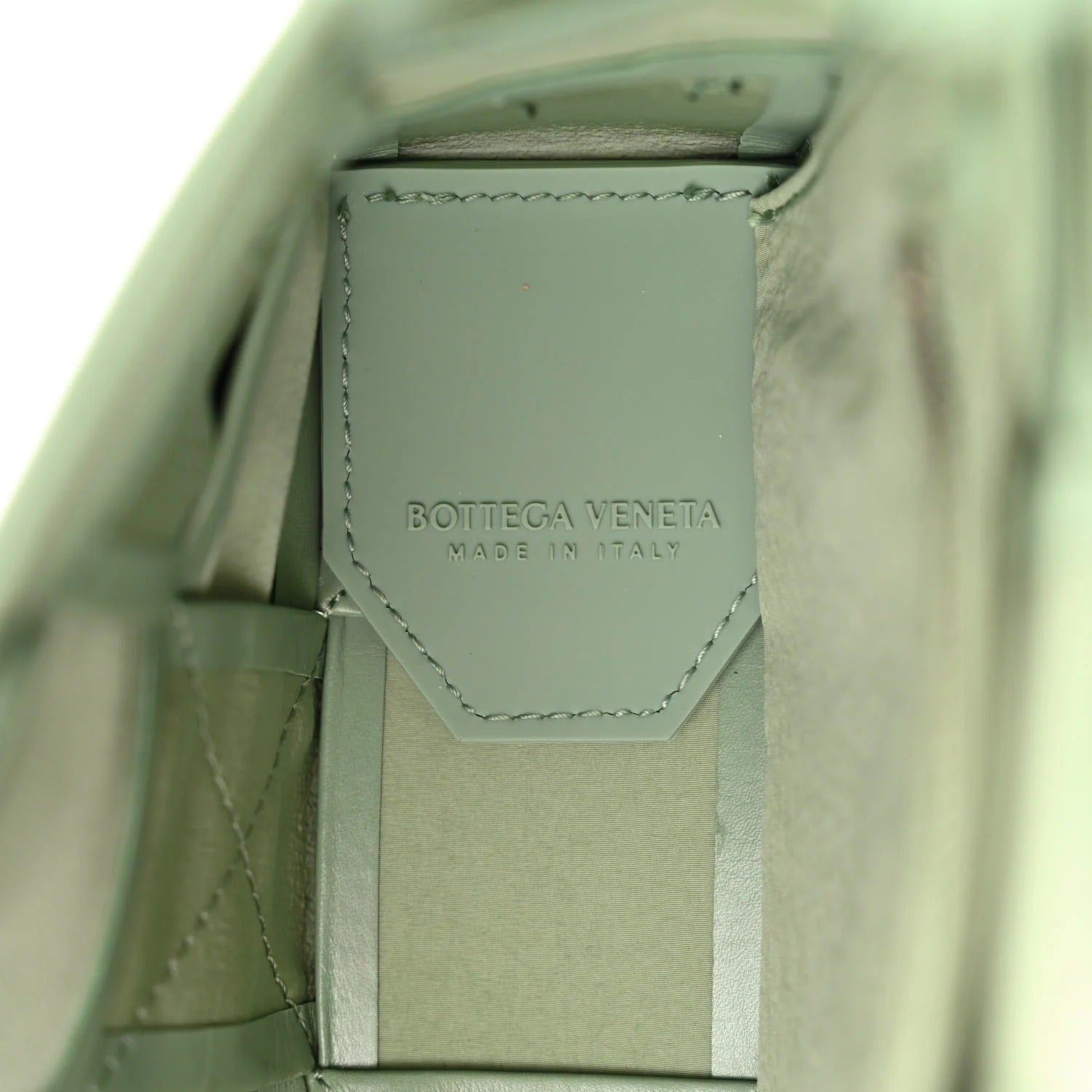 Bottega Ventta Paper Calfskin Maxi Intreccio Cassette Crossbody Bag Sage