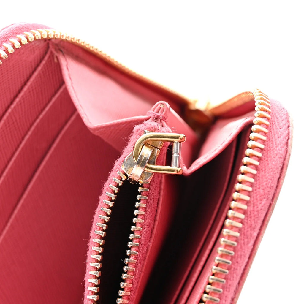 Prada Saffiano Metal Zip Around Wallet Ibisco