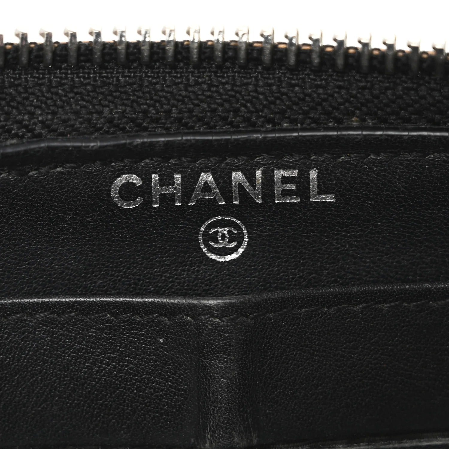 Chanel Patent Quilted Large Gusset Zip Around Wallet Black