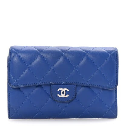 Chanel Lambskin Quilted Medium Flap Wallet Royal Blue