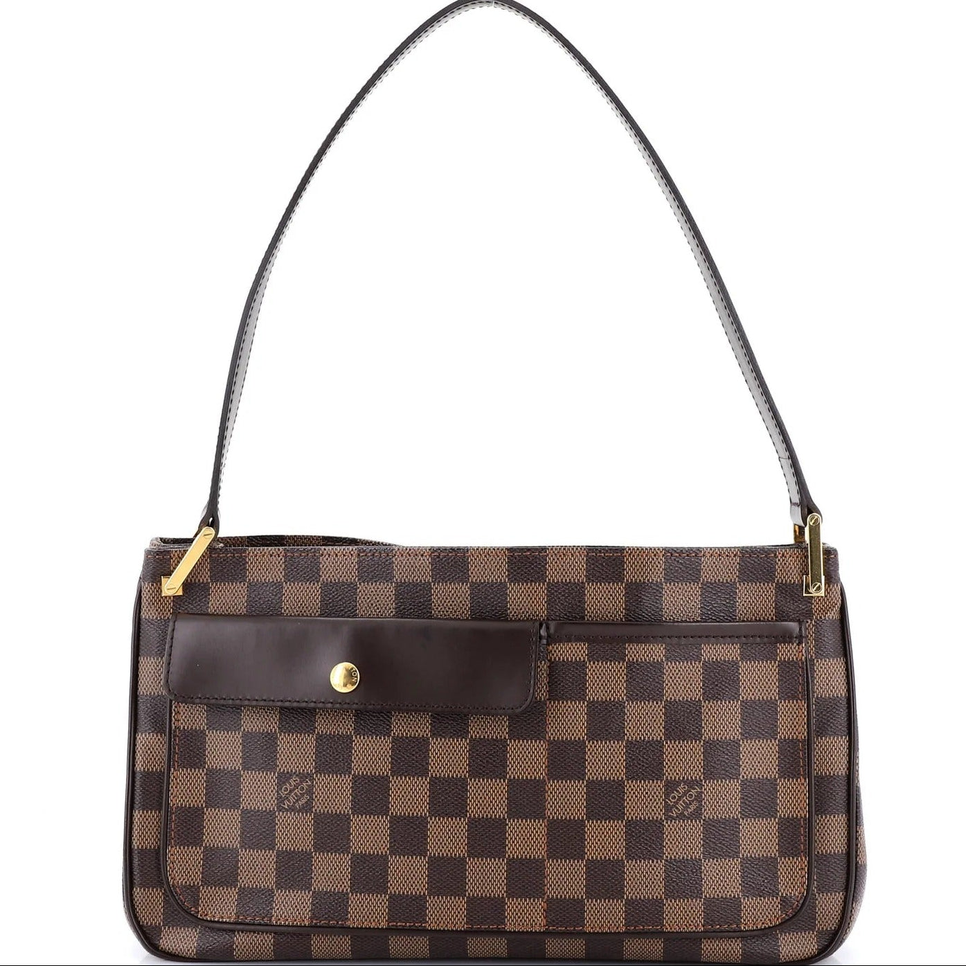Louis Vuitton Augbagne Bag Damier Brown checkered handbag with a strap on a white background