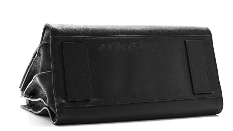 Black leather clutch bag on a white background