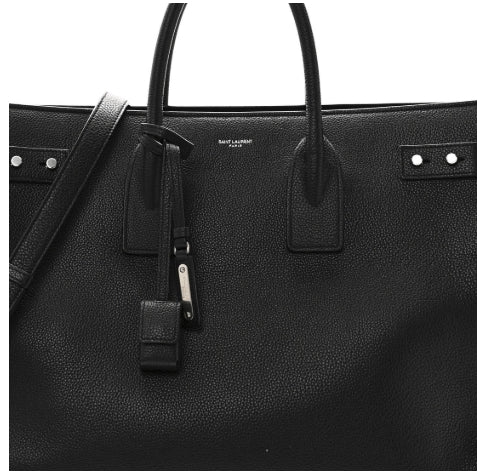 Saint Laurent Grained Calfskin Large Supple Sac De Jour Black