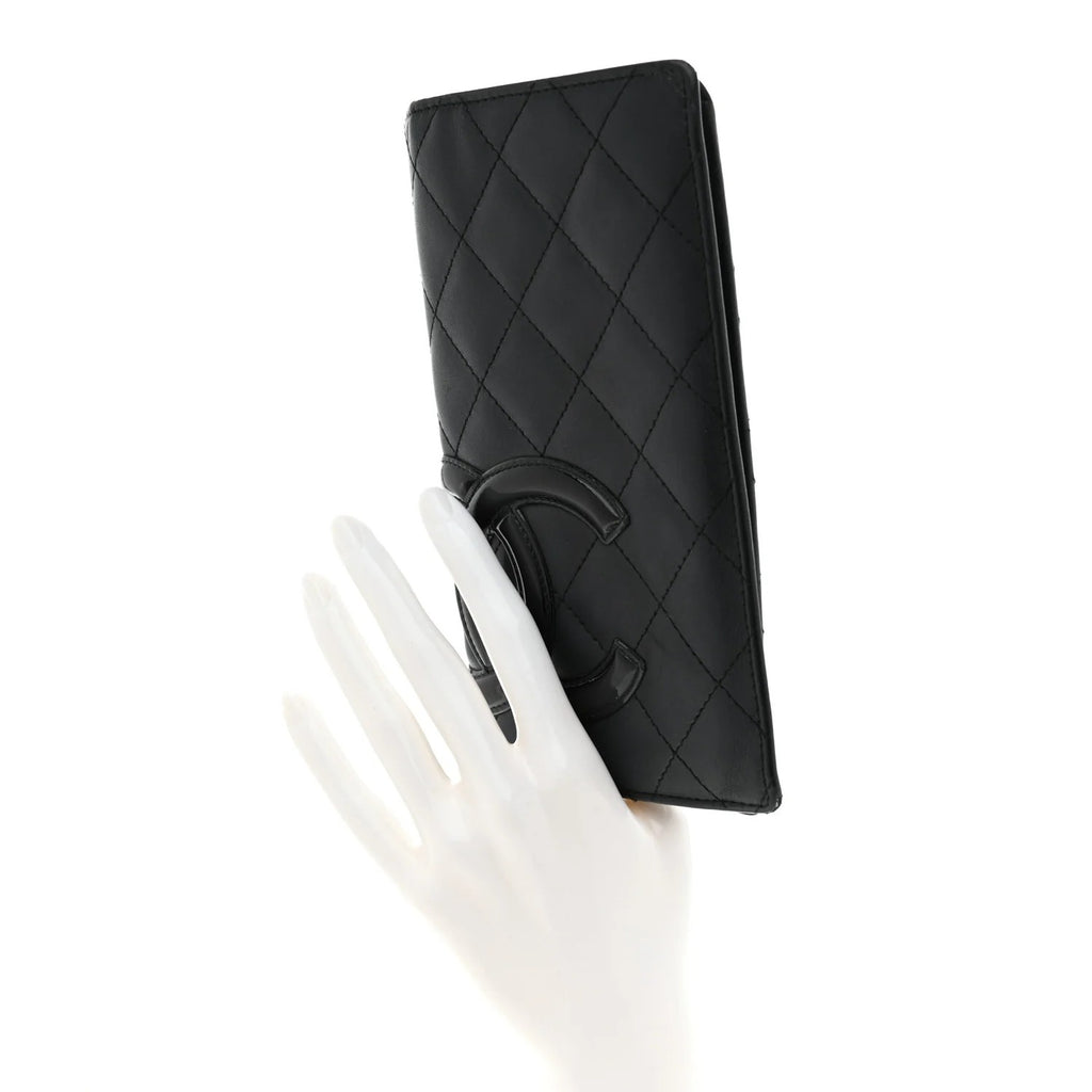 chanel Calfskin Quilted Cambon Yen Wallet Black