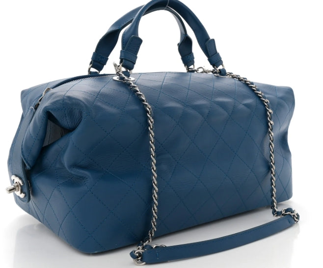chanel bag blue lambskin 