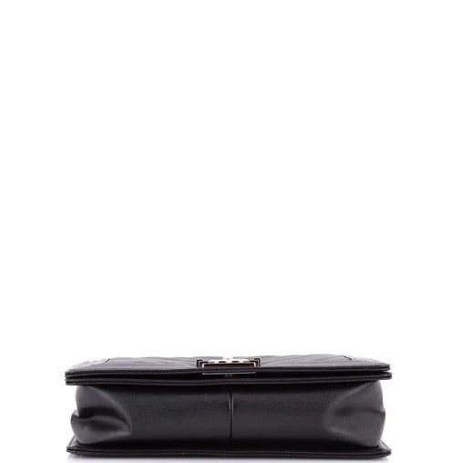 Black clutch bag on a white background