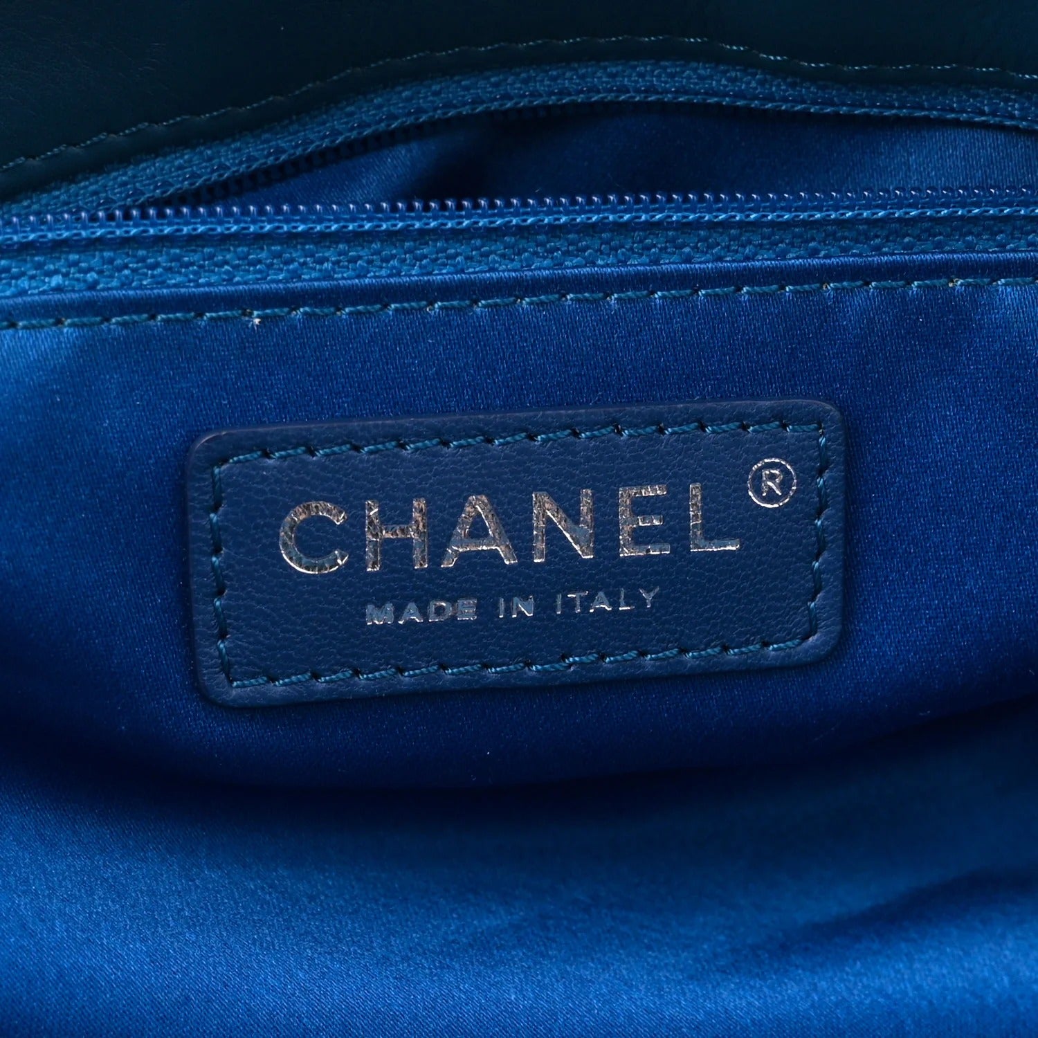 Chanel Calfskin Stitched Large Bowling Bag Blue