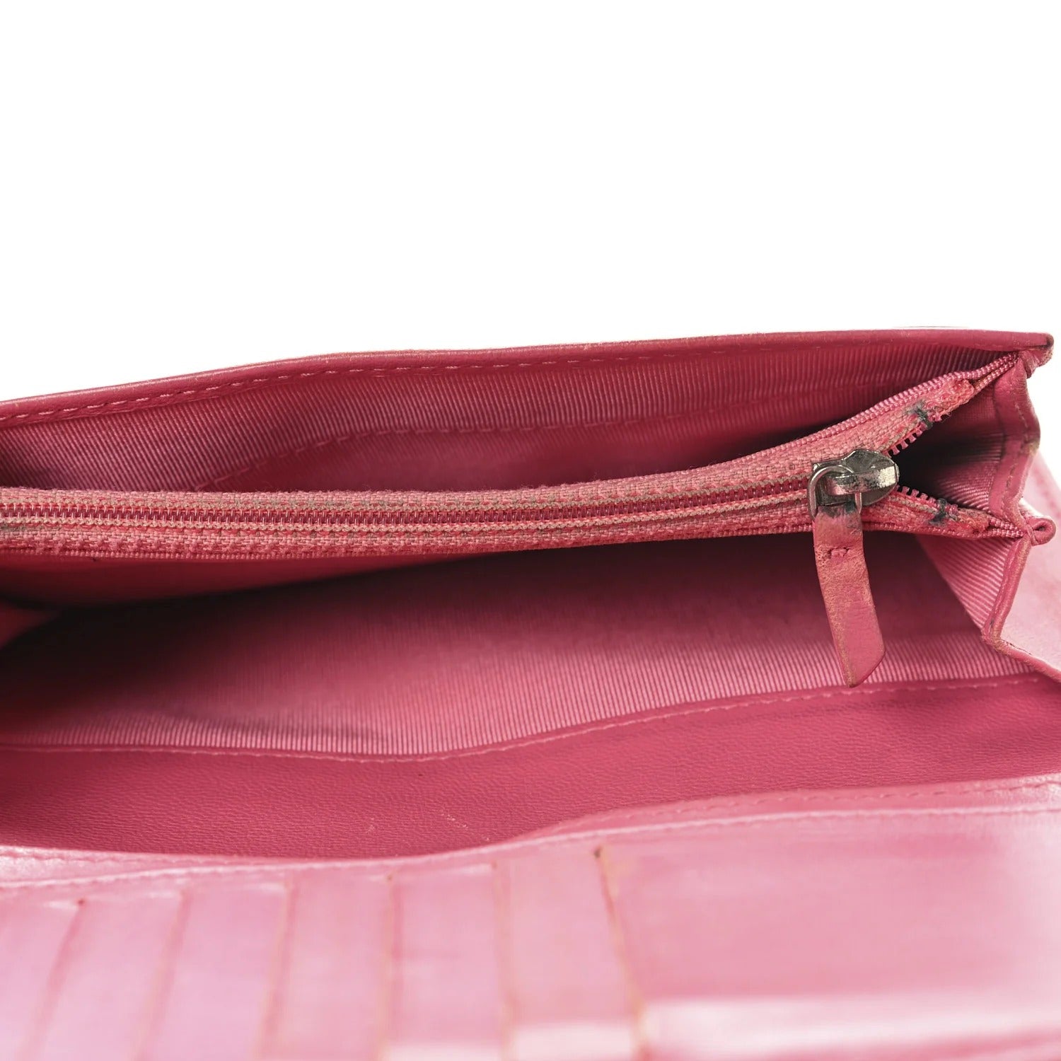 Chanel Lambskin Quilted Yen Wallet Red Pink