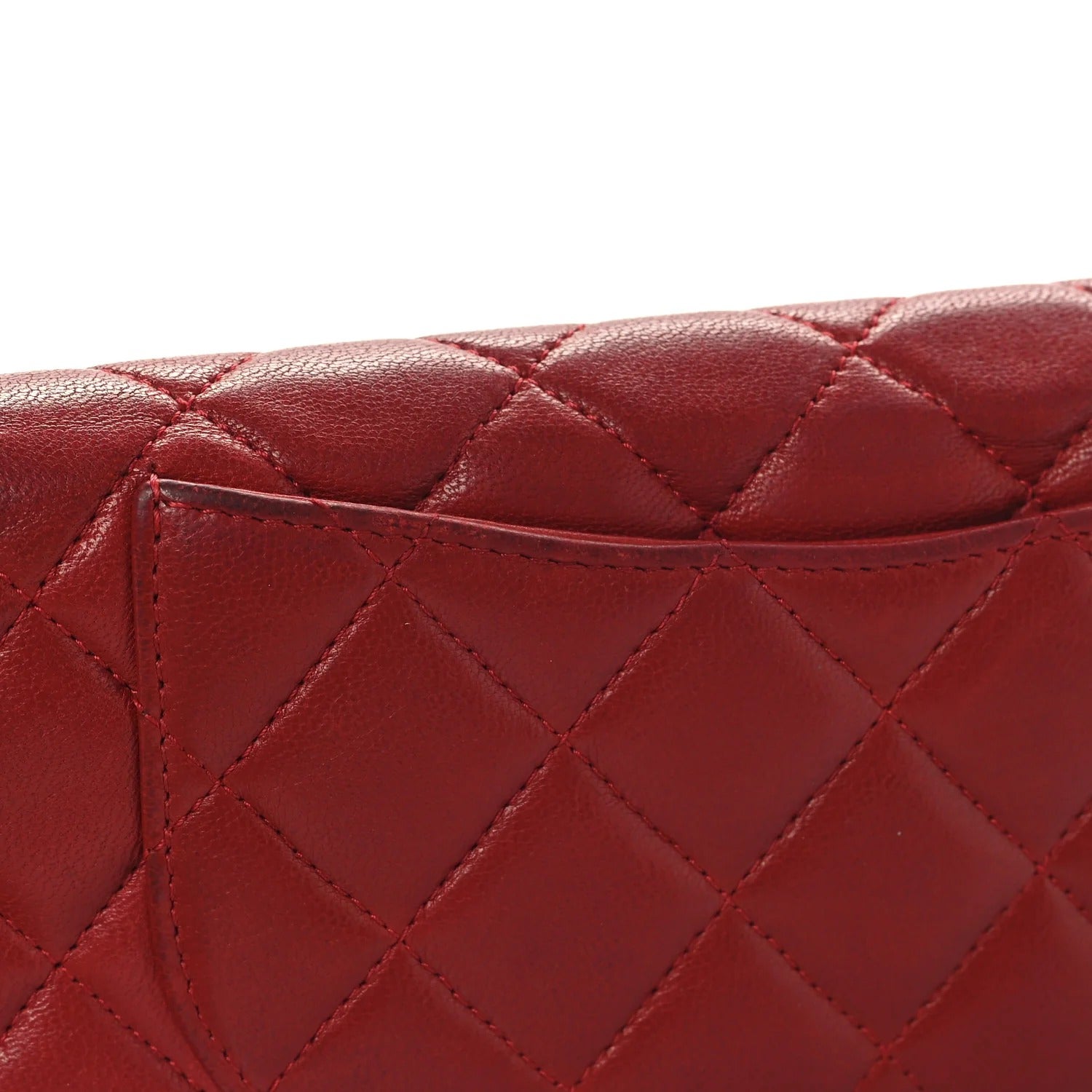 Chanel Lambskin Quilted Yen Wallet Red Pink