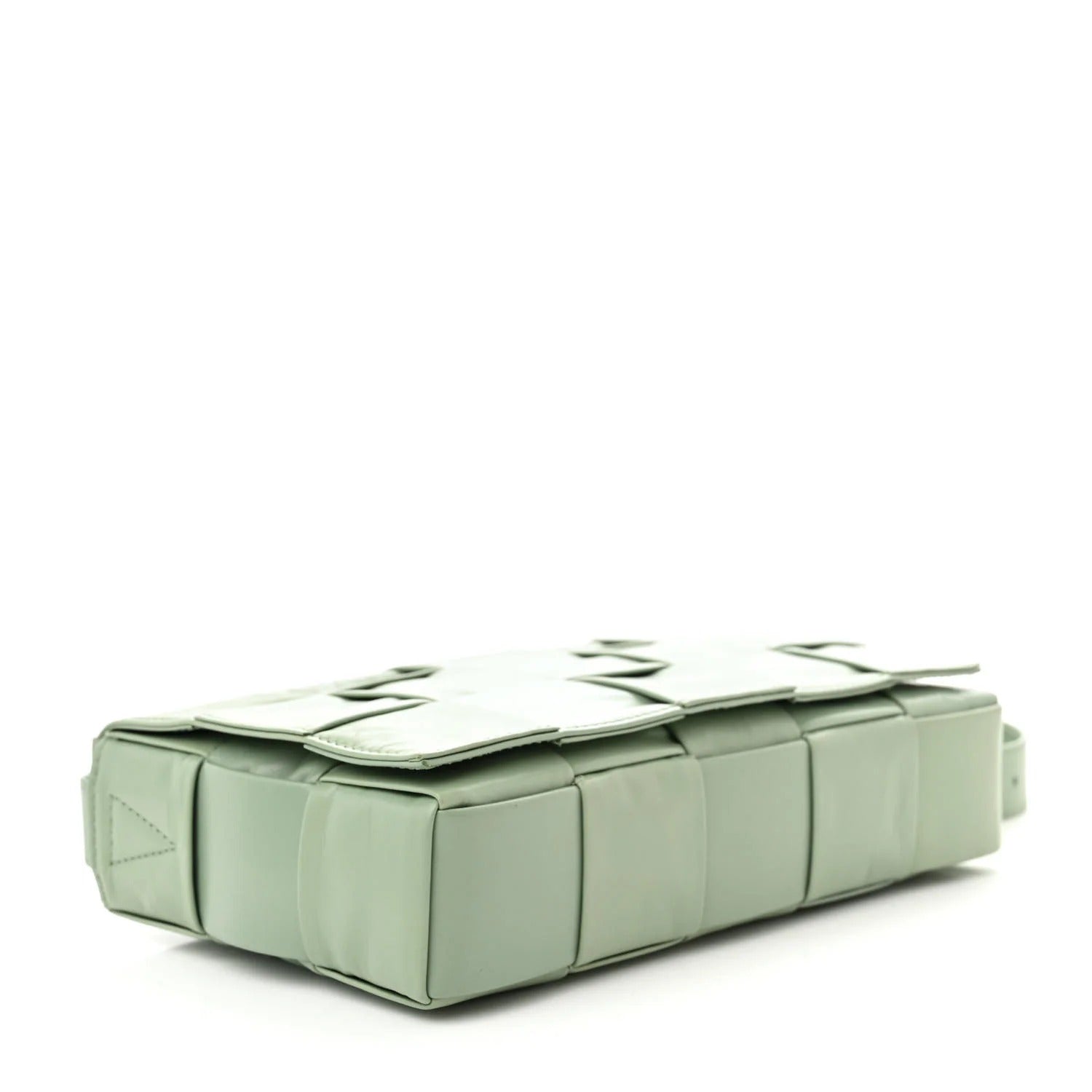 Bottega Ventta Paper Calfskin Maxi Intreccio Cassette Crossbody Bag Sage